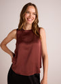 Bella DahlSleeveless Crew Neck Top - Brandy WineTops