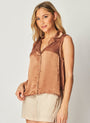 Bella DahlSleeveless Notch Collar Button Down - Curacao CoconutTops