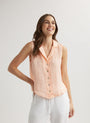 Bella DahlSleeveless Notch Collar Button Down - Peach FizzTops