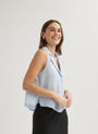 Bella DahlSleeveless Notch Collar Button Down - Perennial BlueTops