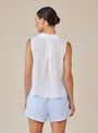 Bella DahlSleeveless Notch Collar Button Down - WhiteTops