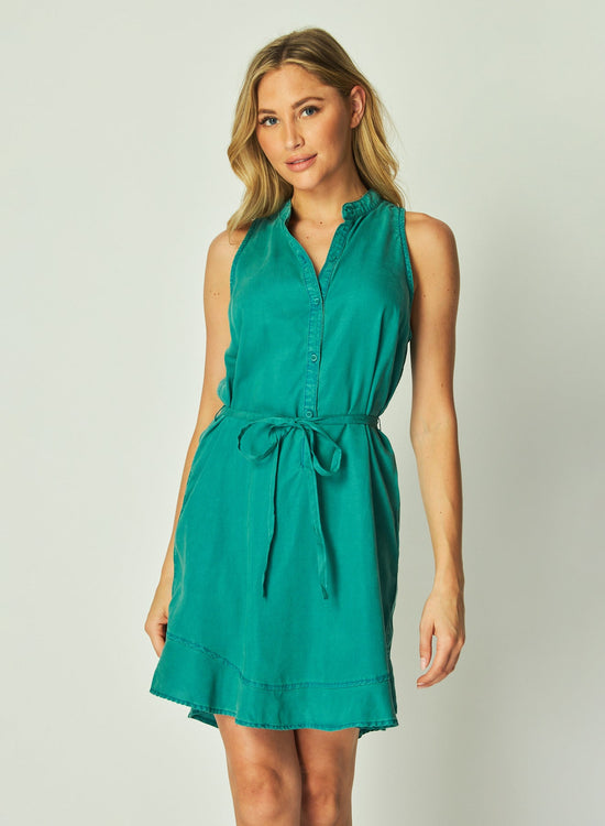 Bella DahlSleeveless Ruffle Hem Placket Dress - Deep AzureDresses