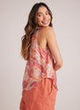 Bella DahlSleeveless Shirred Shoulder Blouse - Painted Leaves PrintTops