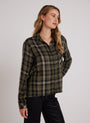 Bella DahlSlouchy Pocket Button Down - Olive PlaidTops