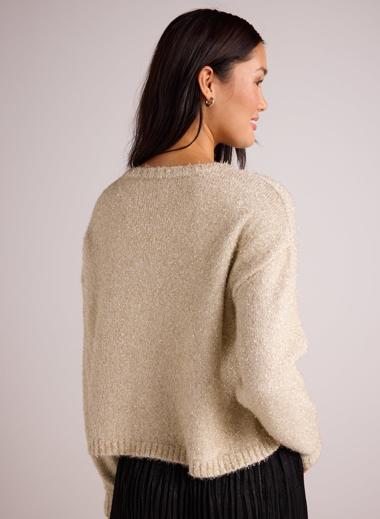 Bella DahlSlouchy Sweater - Ivory Gold ShimmerSweaters