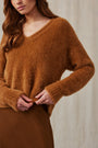 Bella DahlSlouchy V - Neck Fuzzy Sweater - Twilight GoldSweaters & Jackets