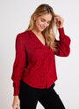 Bella DahlSmocked Cuff Button Down - Garnet RedTops