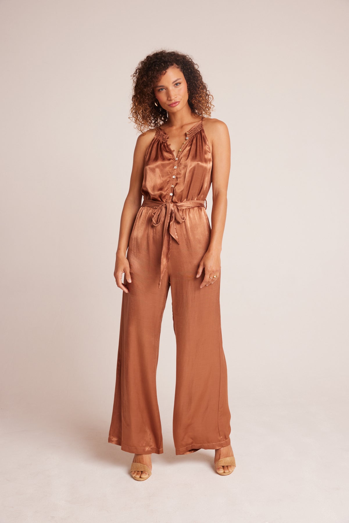 Bella DahlSmocked Halter Neck Jumpsuit - Curacao CoconutJumpsuits & Rompers