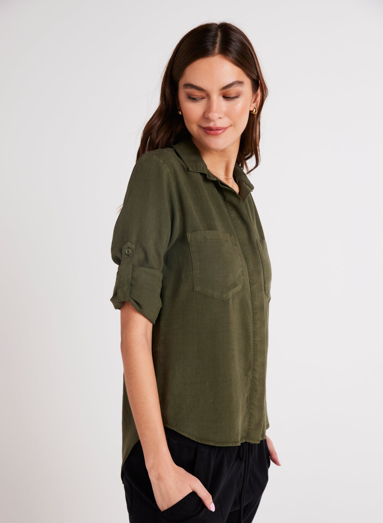 Bella DahlSplit Back Button Down - Italian HerbTops