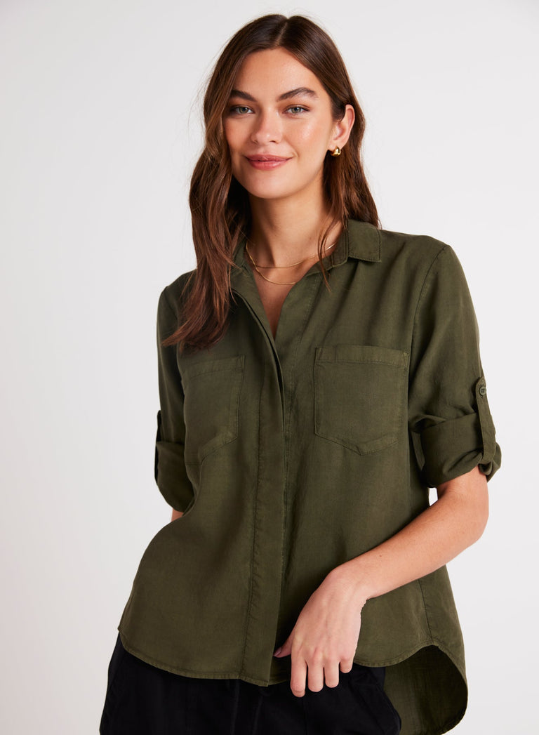 Bella DahlSplit Back Button Down - Italian HerbTops