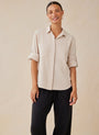 Bella DahlSplit Back Button Down - Linen SandTops