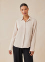 Bella DahlSplit Back Button Down - Linen SandTops