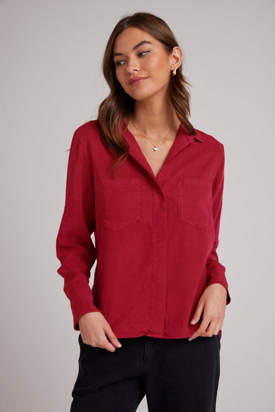 Bella DahlSplit Back Button Down - Ruby RedTops