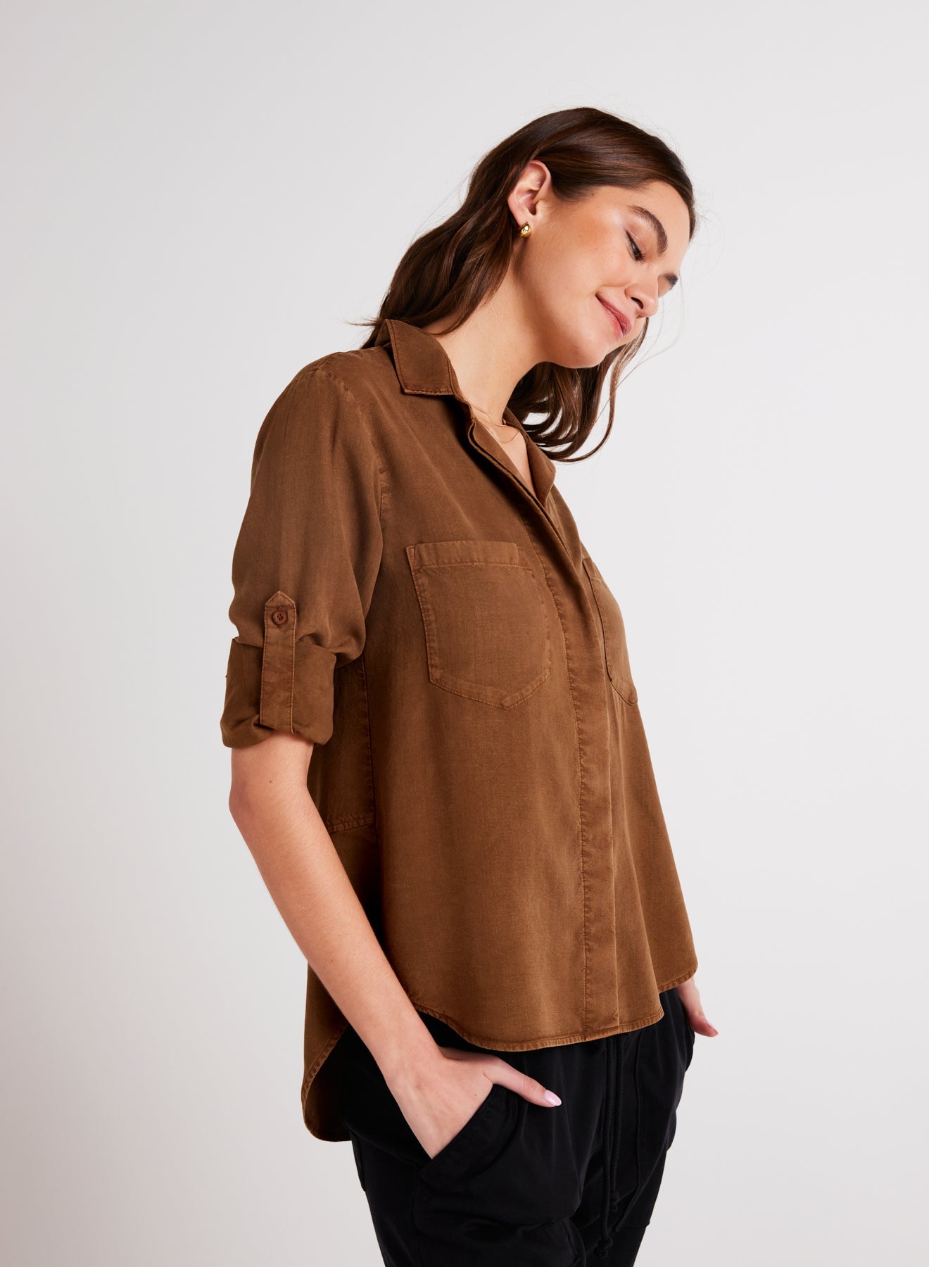 Bella DahlSplit Back Button Down - Twilight GoldTops