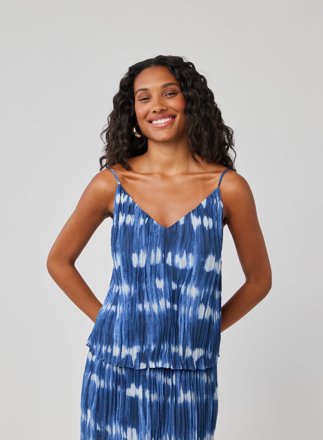 Bella DahlSunburst Pleated Cami - Ocean Tides PrintTops