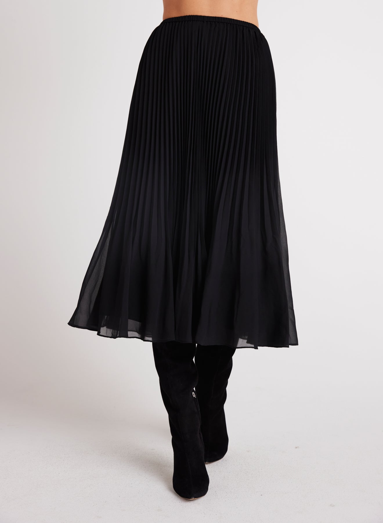 Bella DahlSunburst Pleated Chiffon Midi Skirt - BlackBottoms