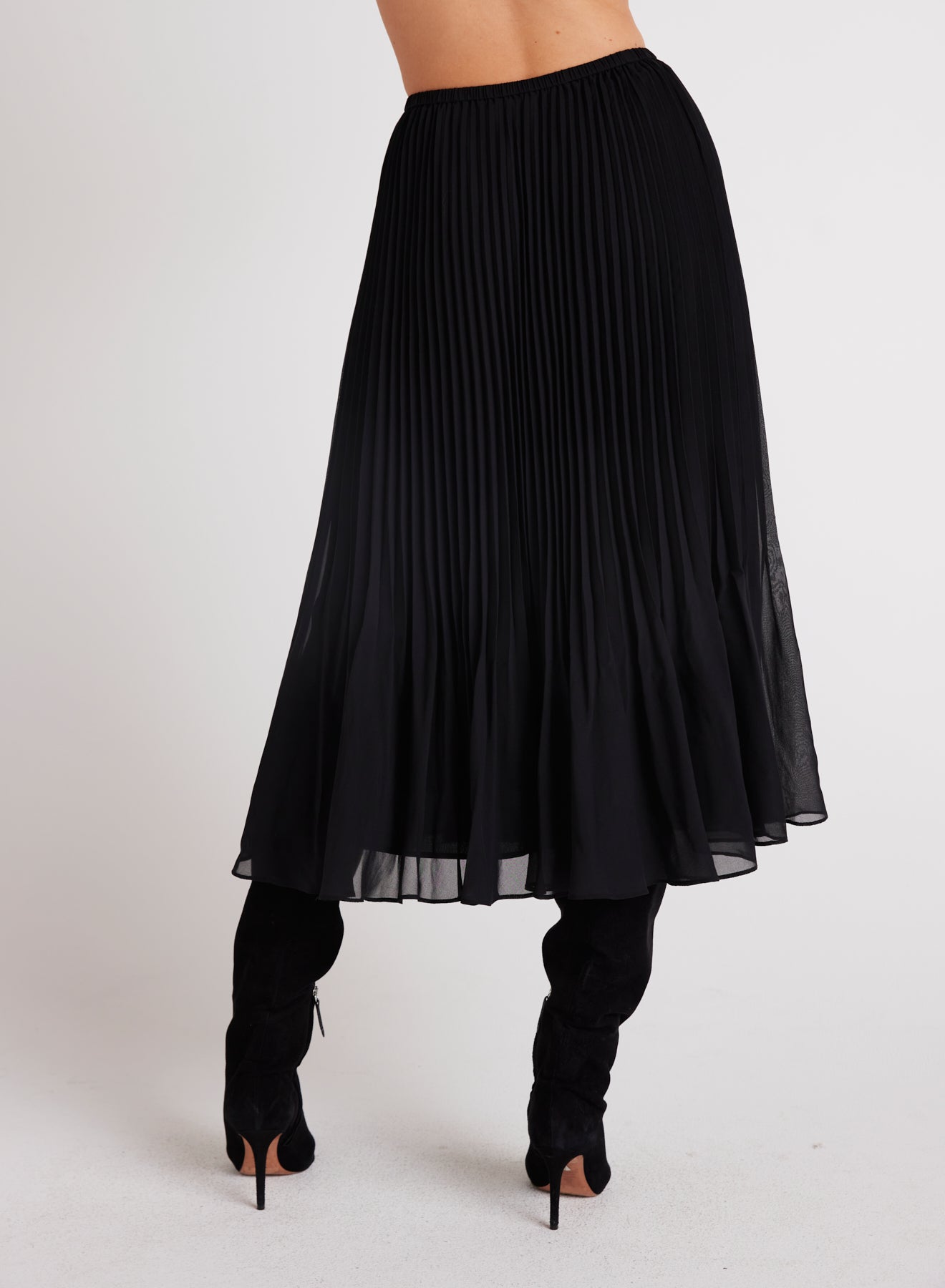 Bella DahlSunburst Pleated Chiffon Midi Skirt - BlackBottoms