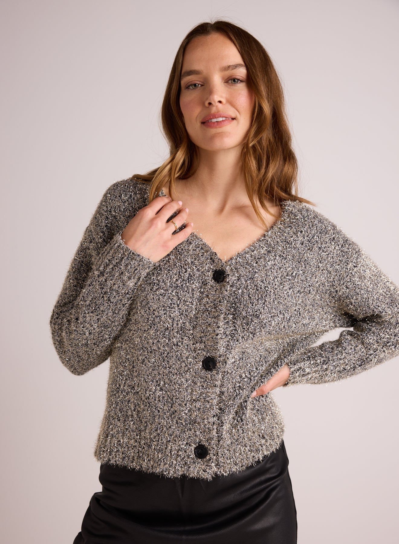 Bella DahlSweater Cardigan - Black Gold ShimmerSweaters