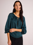 Bella DahlTie Neck Raglan Top - Marine TealTops