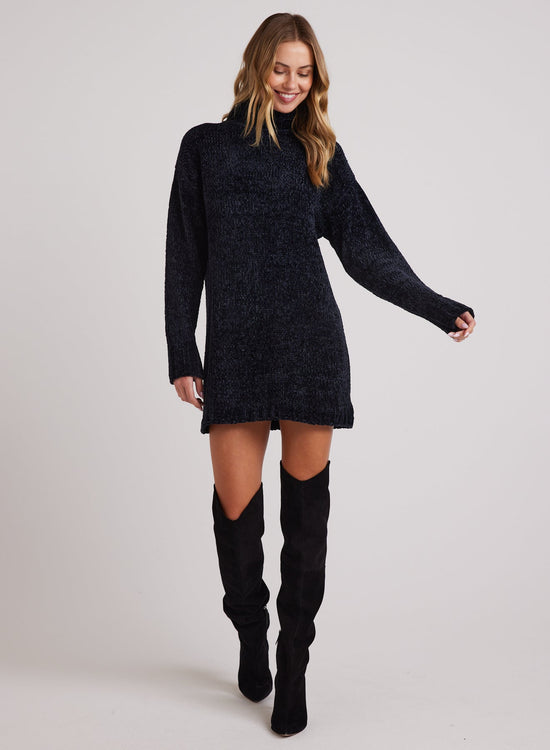 Bella DahlTurtle Neck Chenille Sweater Dress - BlackDresses