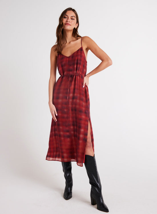 Bella DahlV - Neck Cami Shift Dress - Blurred Plaid PrintDresses