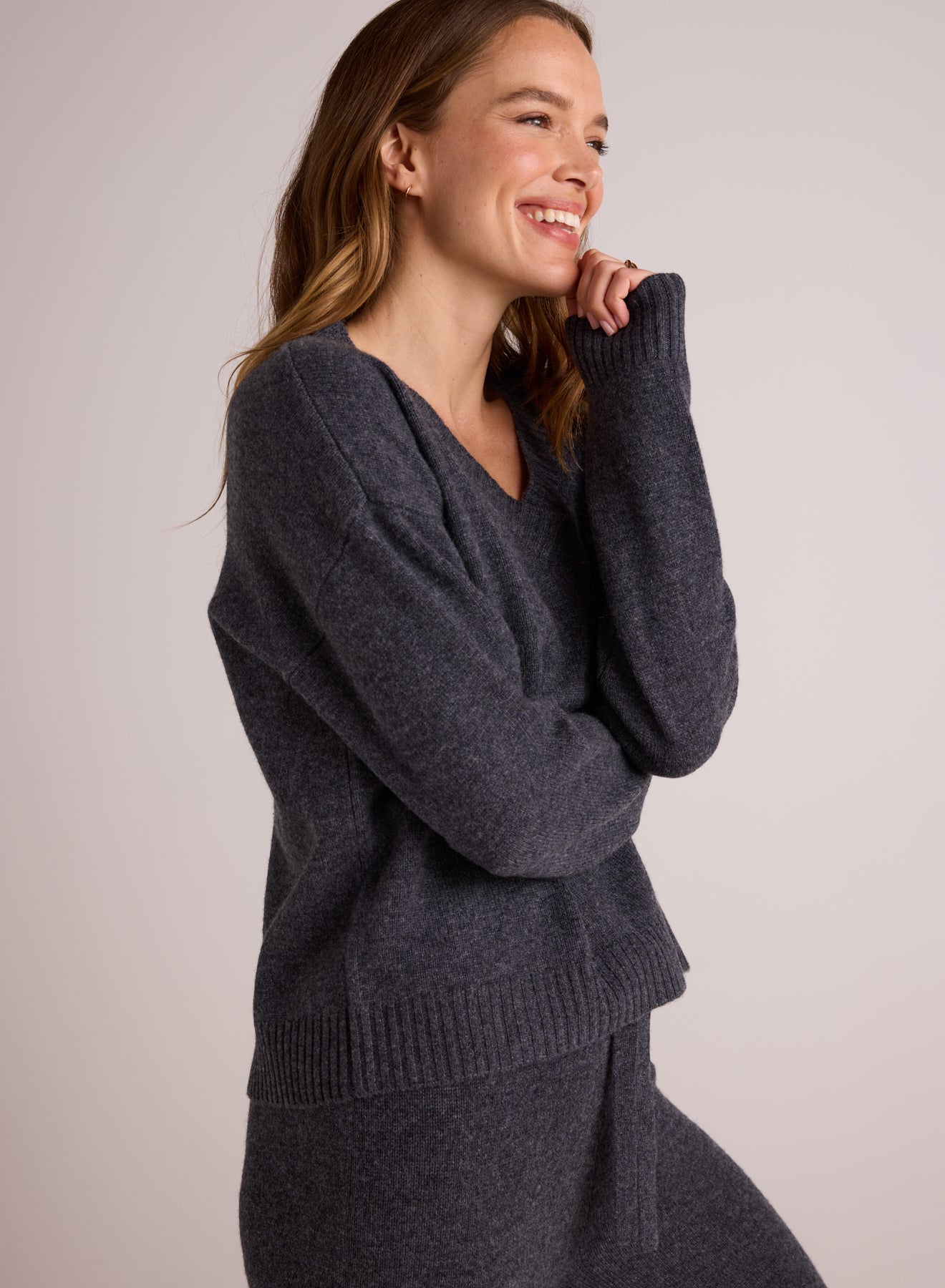 Bella DahlV - Neck Sweater - CharcoalSweaters