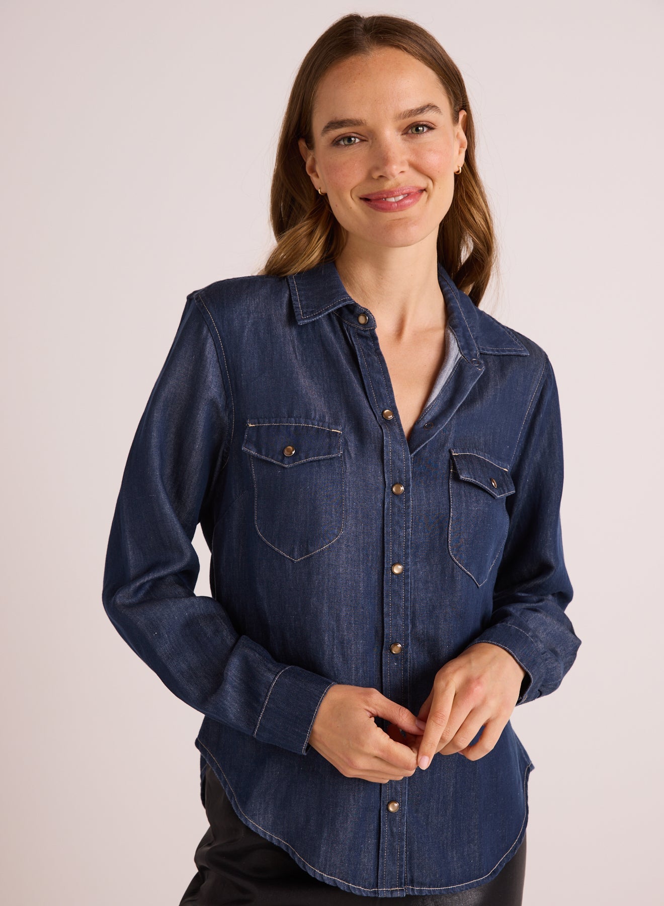 Bella DahlWestern Shirt - Dark DenimTops