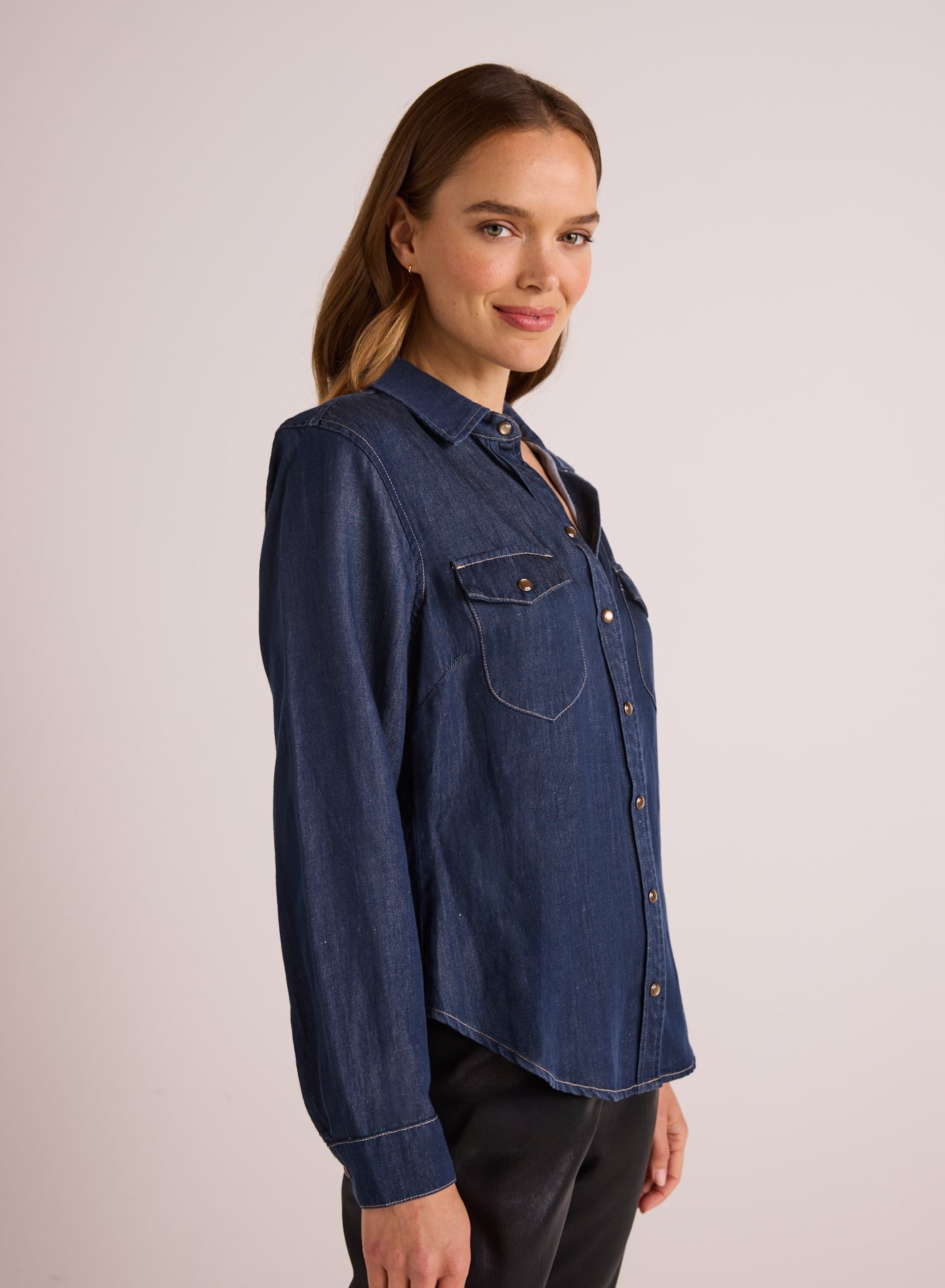 Bella DahlWestern Shirt - Dark DenimTops