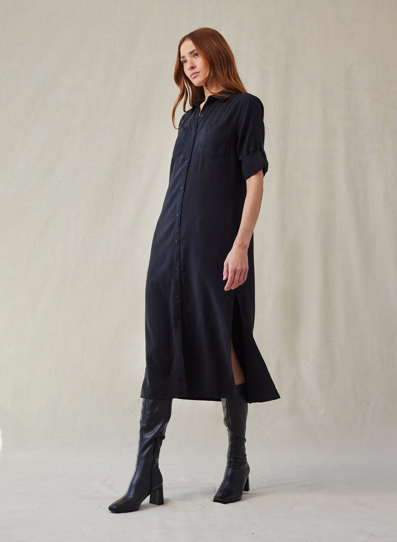 Bella DahlWestern Yoke Duster Dress - Vintage BlackDresses