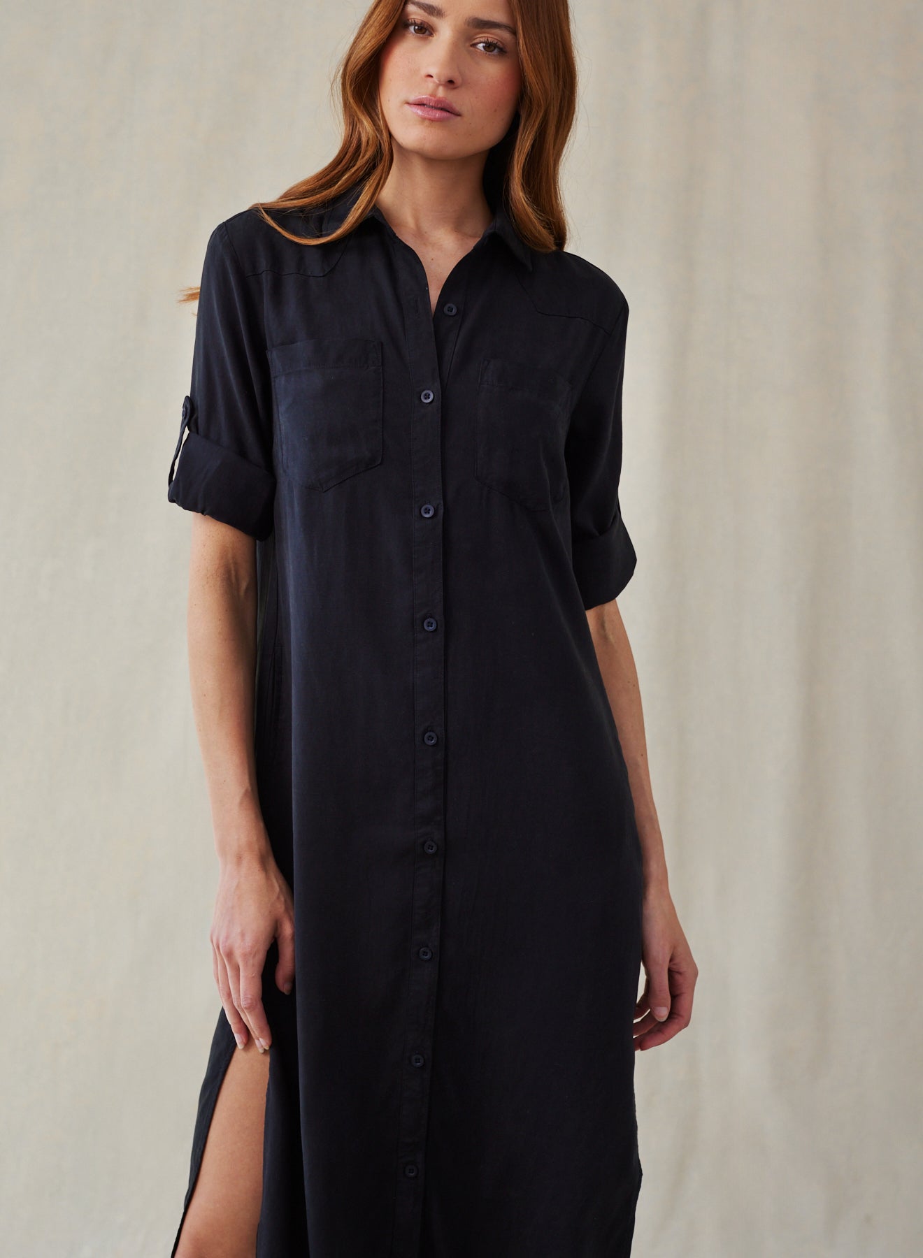 Bella DahlWestern Yoke Duster Dress - Vintage BlackDresses