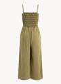 Bella DahlWide Leg Smocked Ruffle Jumpsuit - French OliveJumpsuits & Rompers