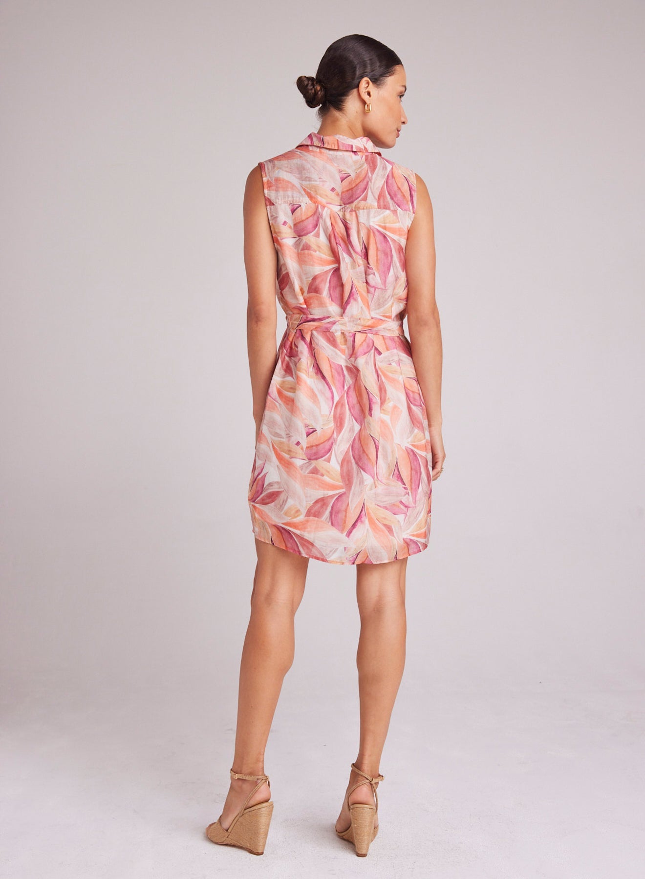 Bella DahlWide Placket Mini Dress - Painted Leaves PrintDresses