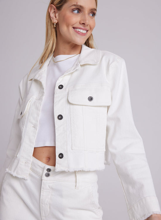 Bella DahlWilla Seam Pocket Frayed Jacket - Winter WhiteCoats & Jackets