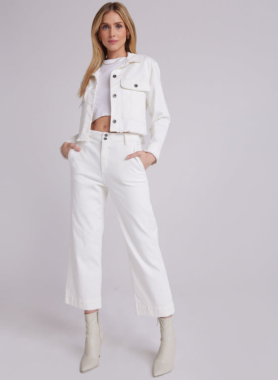 Bella DahlWilla Seam Pocket Frayed Jacket - Winter WhiteCoats & Jackets