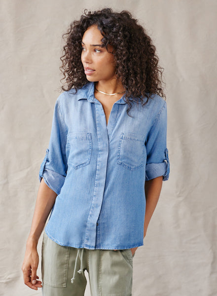 Split Back Button Down Medium Ombre Wash Medium Ombre Wash XS