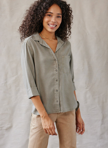 Shirt Tail Button Down Soft Army Bella Dahl Bella Dahl