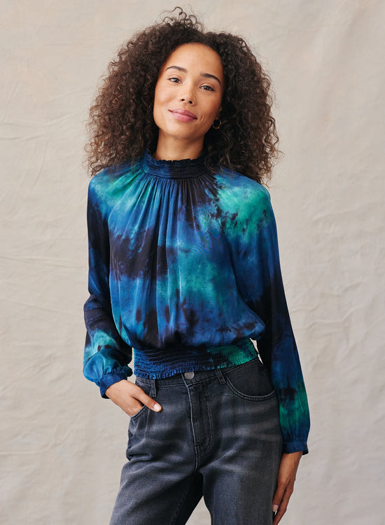 Bella DahlLong Sleeved Smocked Top - Galaxy DyeTops