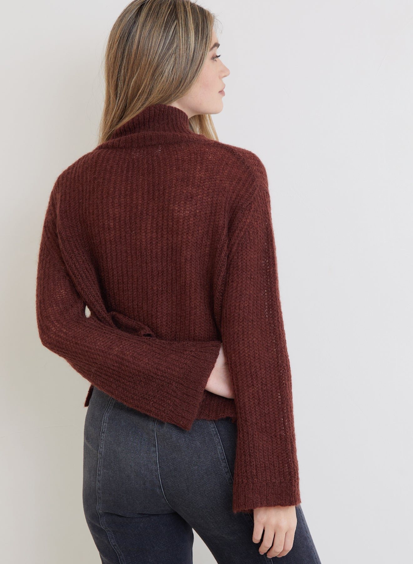 Bella DahlBrea A-line Turtleneck Sweater - Amber BrownSweaters & Jackets