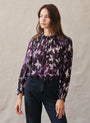 Bella DahlLong Sleeve Smocked Neck Pullover - Floral Plum PrintTops