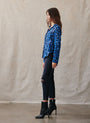 Bella DahlFull Button Down Hipster Shirt - Cobalt Floral PrintTops