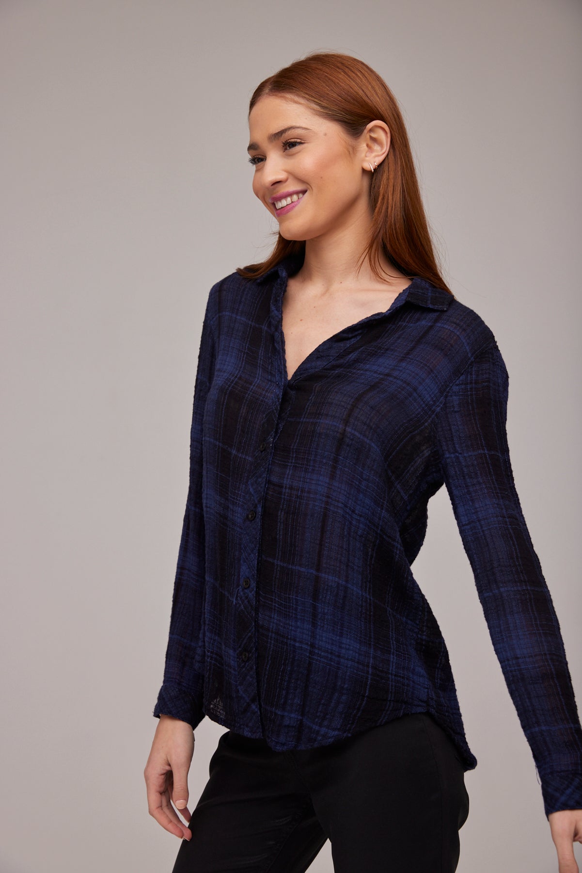 Bella DahlClassic Button Down - Admiral Blue PlaidTops