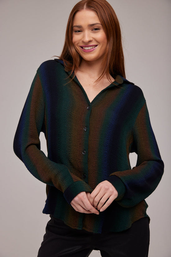 Bella DahlClassic Button Down - Midnight Ombre StripesTops