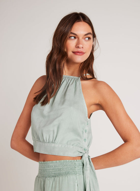 Bella DahlCropped Side Tie Halter - Oasis GreenTops