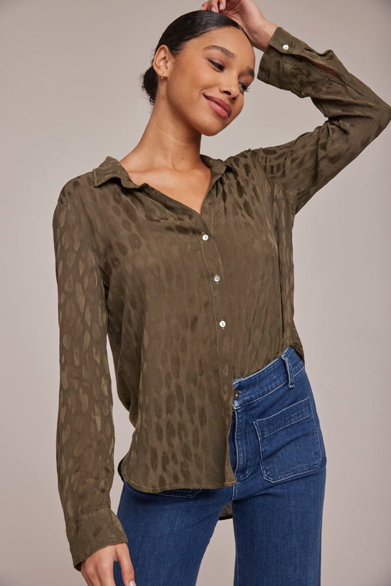 Bella DahlFlowy Button Down - Herb GreenTops