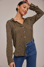 Bella DahlFlowy Button Down - Herb GreenTops