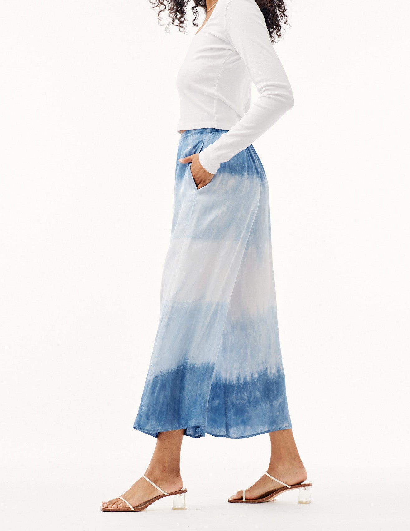 Bella DahlFlowy Tie-Dye Wide Leg Pants- Mykonos Stripe DyeBottoms