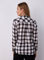 Bella DahlFrayed Hem Button Down - Black & White CheckTops