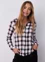 Bella DahlFrayed Hem Button Down - Black & White CheckTops