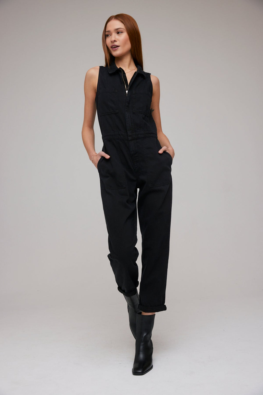 Gwen Zip Front Coverall Black BLACK S