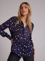 Bella DahlHidden Placket Button Down - Amethyst Spots PrintDresses